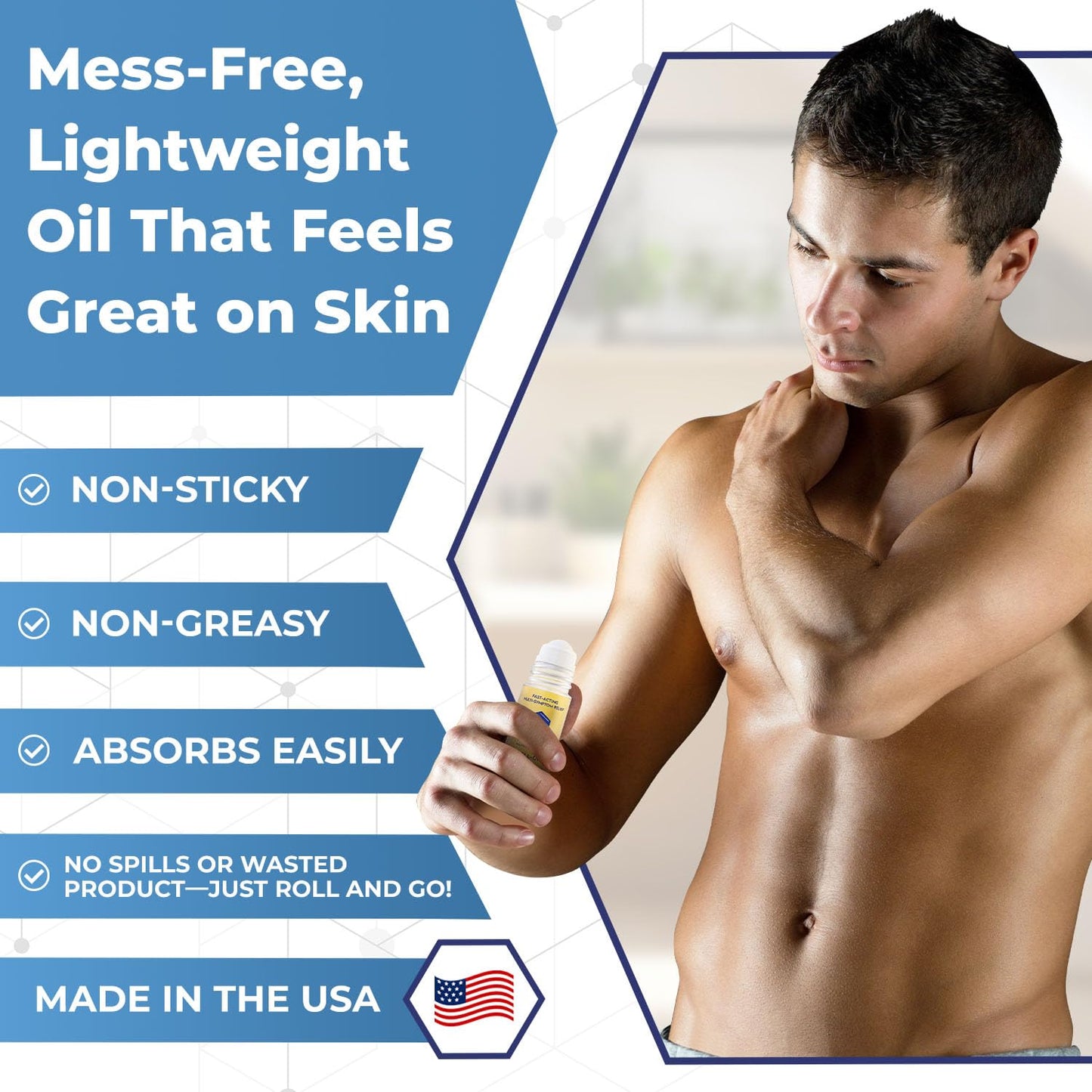 Natural Nerve Comfort Roll-On Oil 1.7oz – Fast-Absorbing with Rosehip, Frankincense and Myrrh - Soothing Support for Neck, Back & Joints – Lightweight and Non-Greasy