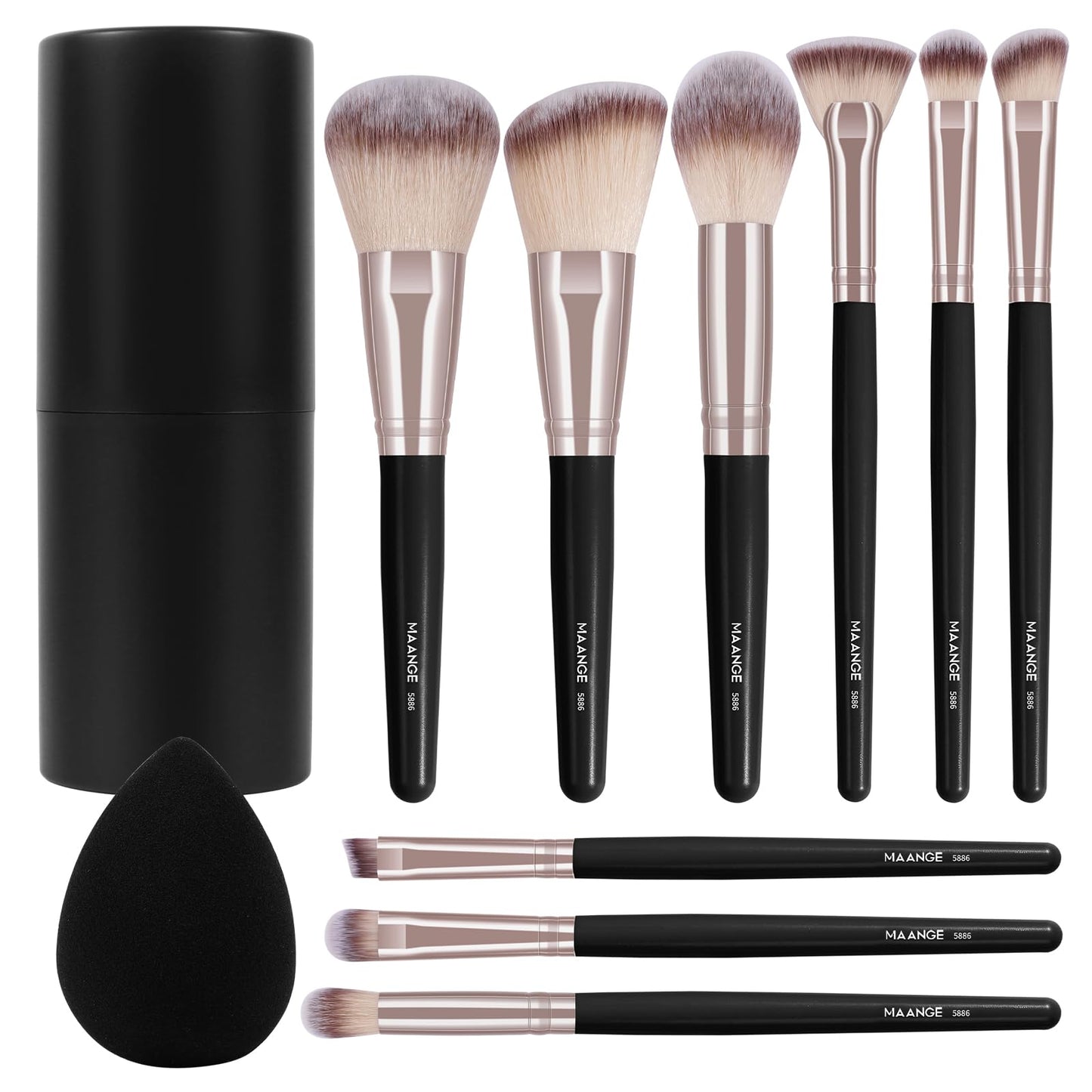 Makeup Brushes 11 Pcs Easy-taken Travel Makeup Brush Set Foundation Eye Shadows Blush Face Powder Concealer Mini Make up Brushes with Case (Black)
