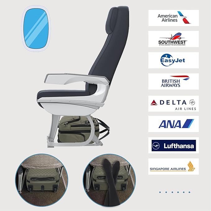 KROSER Carry On Underseat Multi-functional, 16-inch Underseater Lightweight Overnight Suitcase for Women, Olive