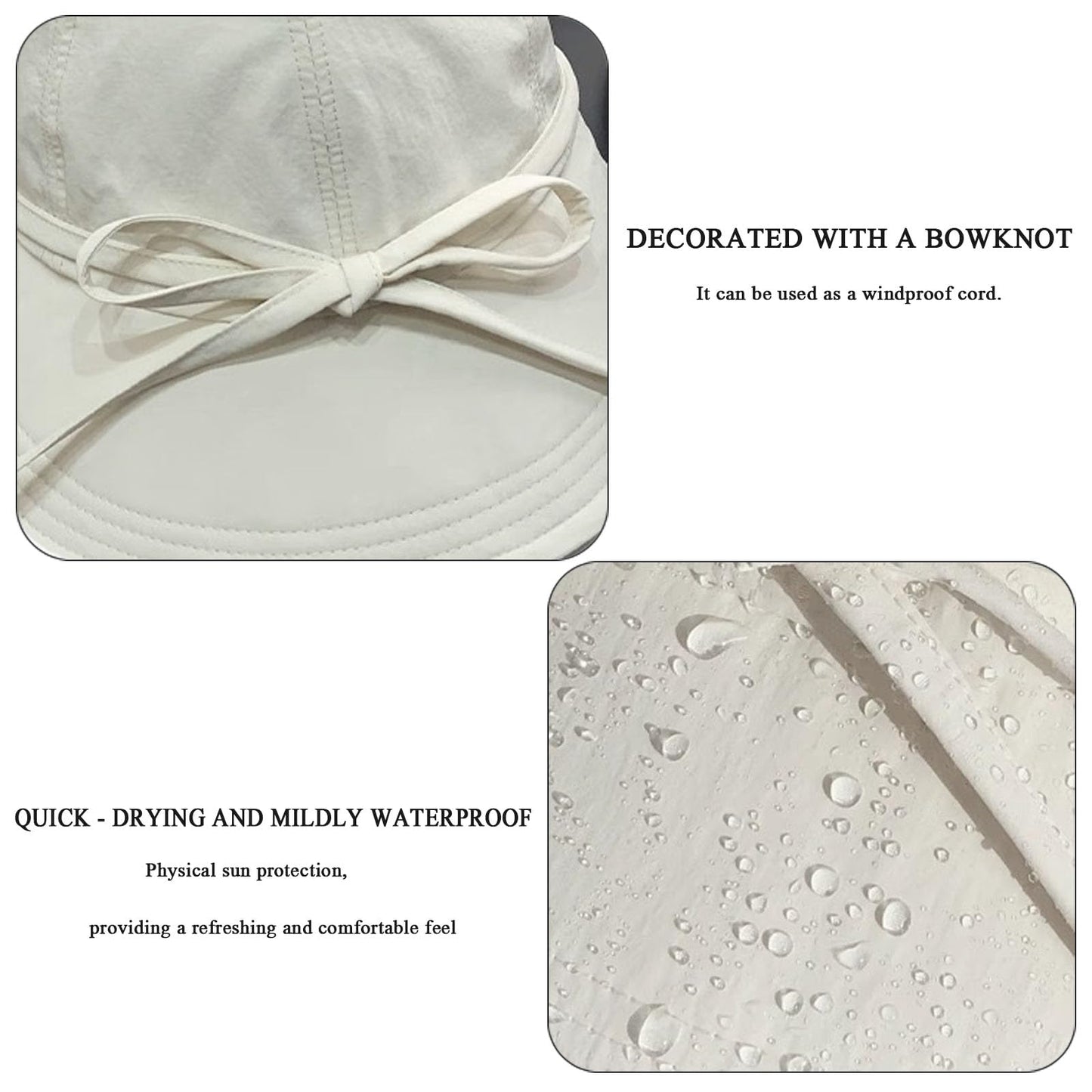 Womens Foldable Sun Hats UV Protection Wide Brim Hiking Hat Ponytail Hats for Women UPF 50 Sun Hat for Women Running Hats Off - White