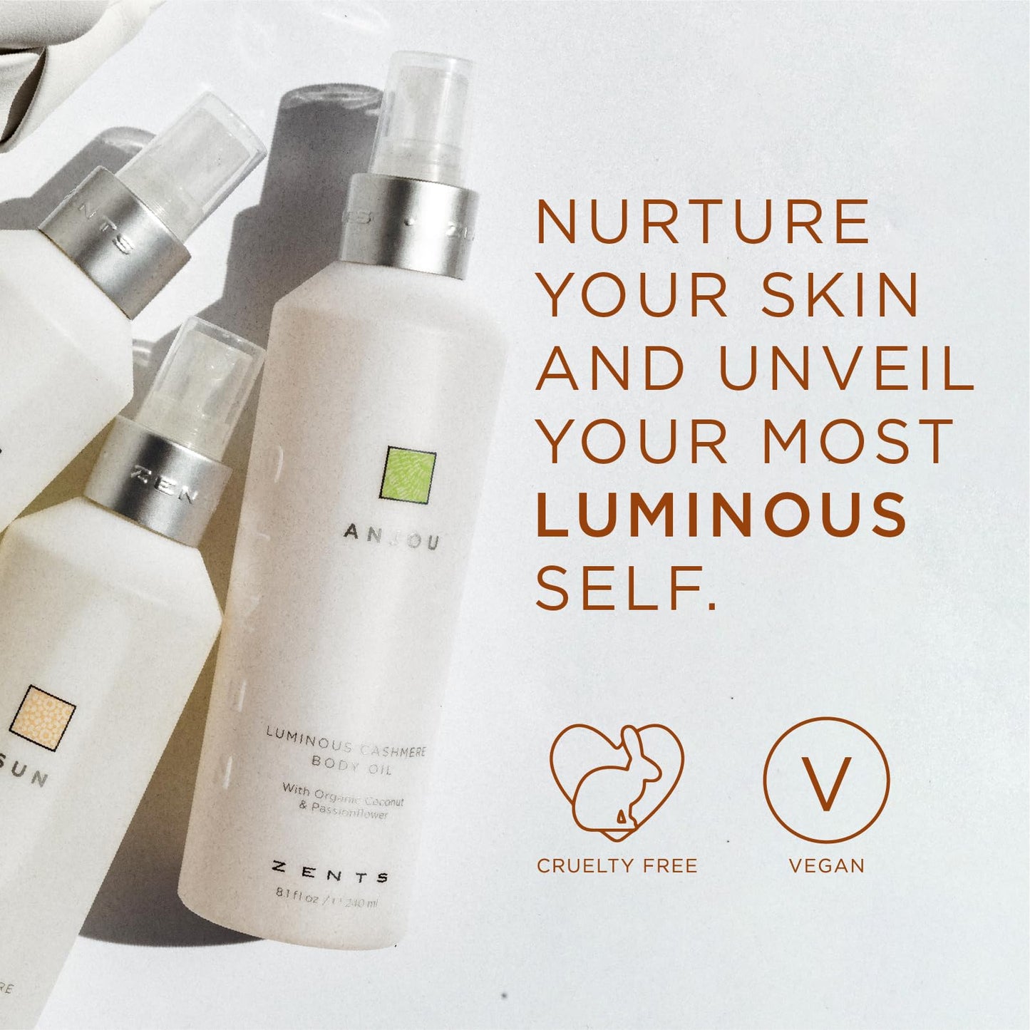 Zents Luminous Cashmere Body Oil (Travel Size - Mandarin Fragrance) | Moisturizing Body Oil with Vitamin E & Organic Coconut Oil | Softens & Smooths Skin | 1 fl oz | TSA Approved