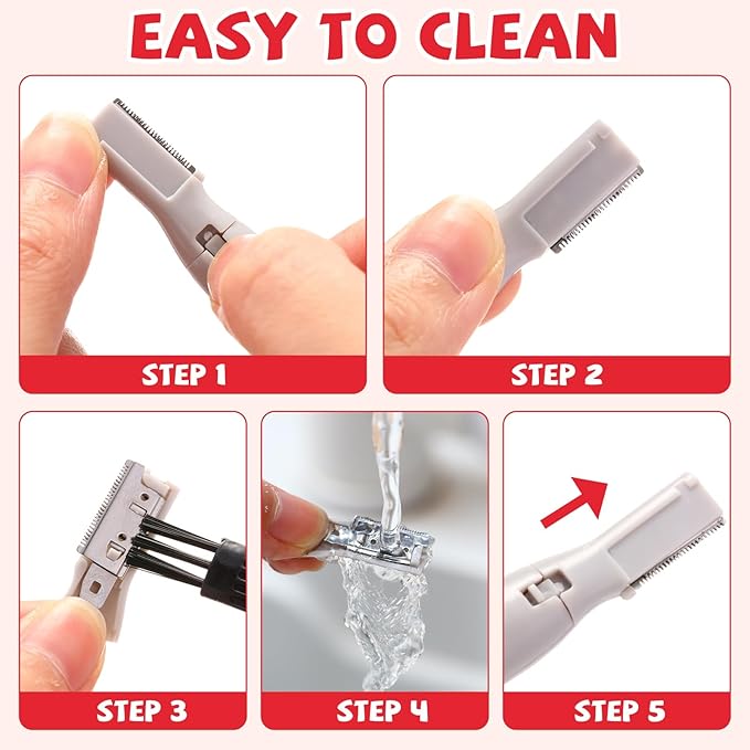 Chumia 2 Pcs Electric Eyebrow Trimmer Women Precision Face Razors Mini Shaver with Comb Christmas Women Gift Battery Operated Personal Epilator for Face Neck Fuzz Lips Leg(Red,Green)