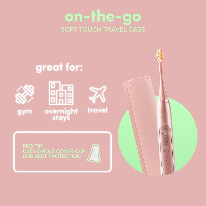 ARU Sonic Toothbrush Starter Kit with Customizable Modes and 2 Minute Timer, ADA-Approved Electric Toothbrush for Adults, Soft Toothbrush for Gums, 45+ Days Battery, Travel Case, Rose Pink