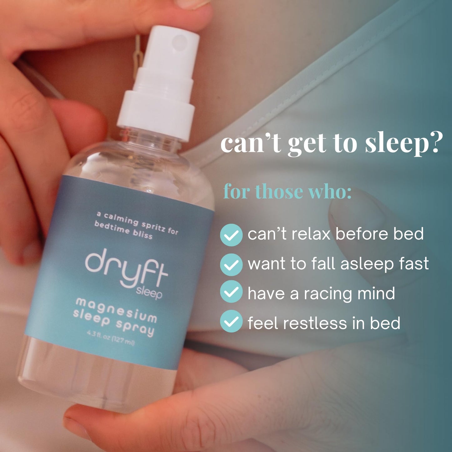 Dryft Sleep Magnesium Sleep Spray Topical Magnesium Oil for Body, Made in USA, No Itch, Eases You Into Sleep and Soothes Muscles, Aromatherapy Light Citrus Scent, Smooth on Skin
