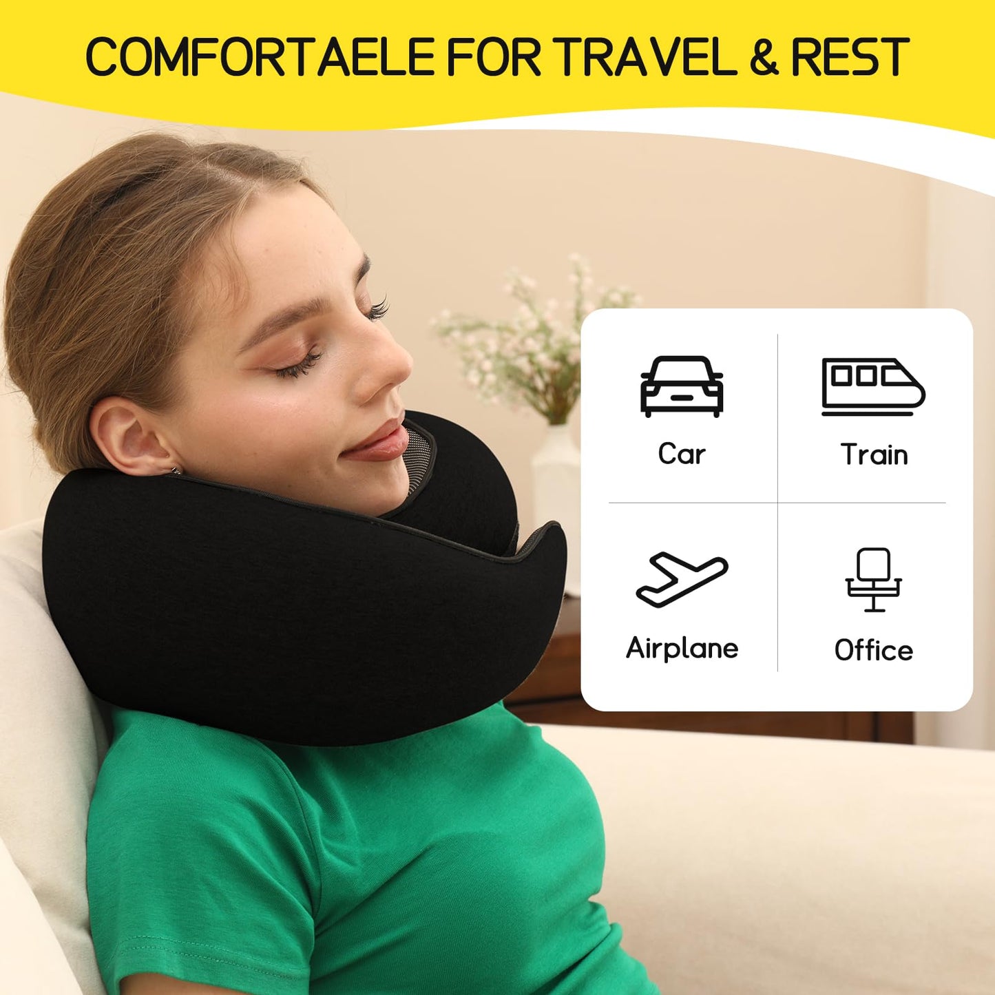 Ulaek®Travel Pillows for Airplanes,Travel Neck Pillow Airplane Memory Comfortable Breathable Cover, Stowable Pillows for Sleeping, Car, Airport Travel Essentials,Gifts for Family, Wife and Friends