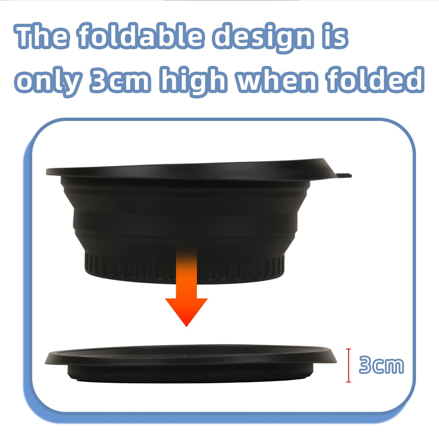 Face Ice Bath Bowl Silicone Face Ice Bath Ice Facial Folding Washbasin with Built-In Ice Tray and 3 foldable hair bands, Foldable & Portable Bowl for Home Ice Water Facials (Black)