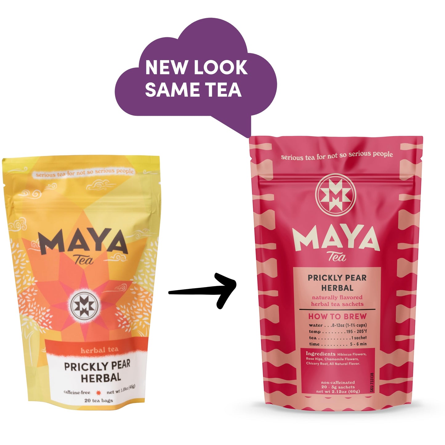 Maya Tea Prickly Pear Herbal Tea Sachets, No Caffeine, All Natural, Pack of 20