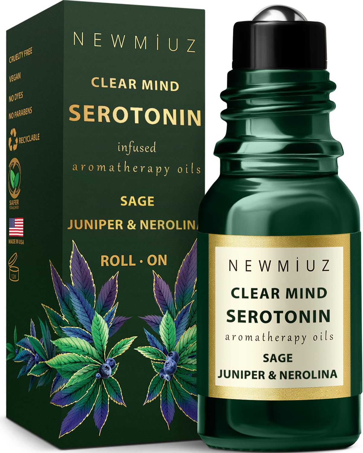 Stress Relief Roll On Essential Oil Sage Juniper Berry Spiritual Energy Clearing Protection Destress Smokeless Smudging Calm Aromatherapy Gifts Women