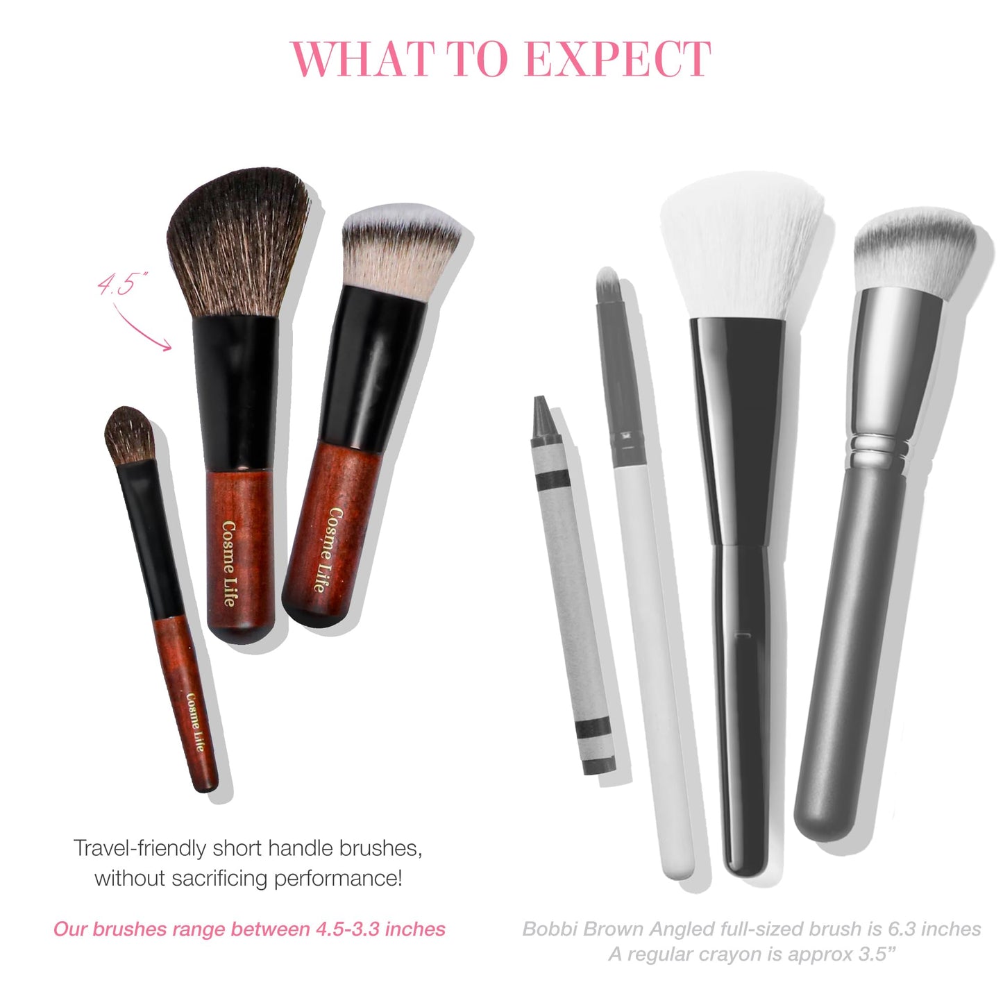 Cosme 9 FLAWLESS FACE MINI TRAVEL Makeup Brush Set: Foundation, Eyeshadow, Blush, Contour, Powder Mini Makeup Brush Set & Case. Synthetic & Natural Hair Makeup Brushes with Compact Short Handles