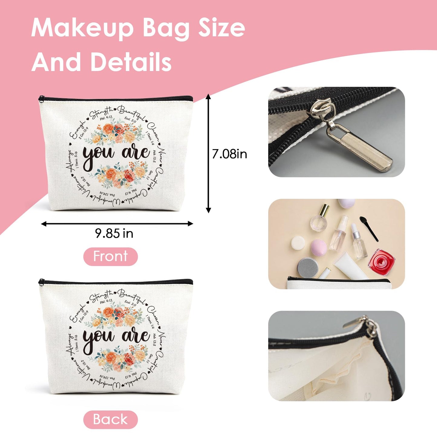 Velokomo Appreciation Gifts for Mom - 5pcs Pink Box Set for Best Mother Birthday Christmas Gift for Women Thank You Present Kit with Makeup Bag Card Bracelet Keychain Candle