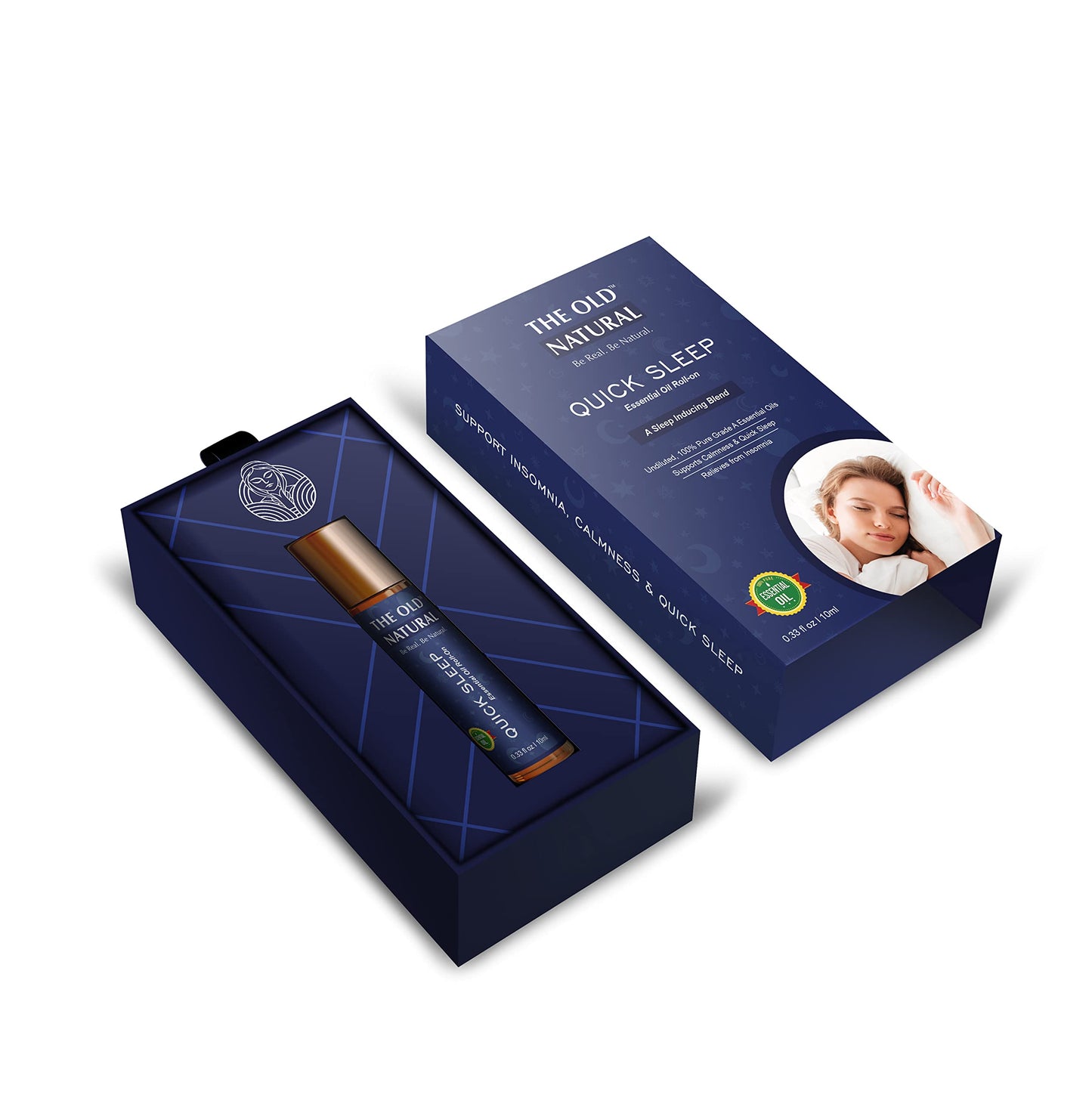 The Old Natural Quick Sleep Roll On for Instant Sleep, Stress Relief, Relaxation - an Unique Blend of Essential Oils (Pack of 1)