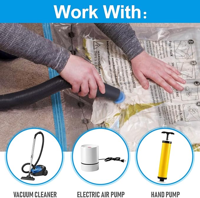 BoxLegend Vacuum Storage Bags with Hand Pump 6 Large 23.6’’x31.5’’ Thickened Vacuum Seal Bags for Clothing Coat Bedding Quilt Blanket Pillow Comforters