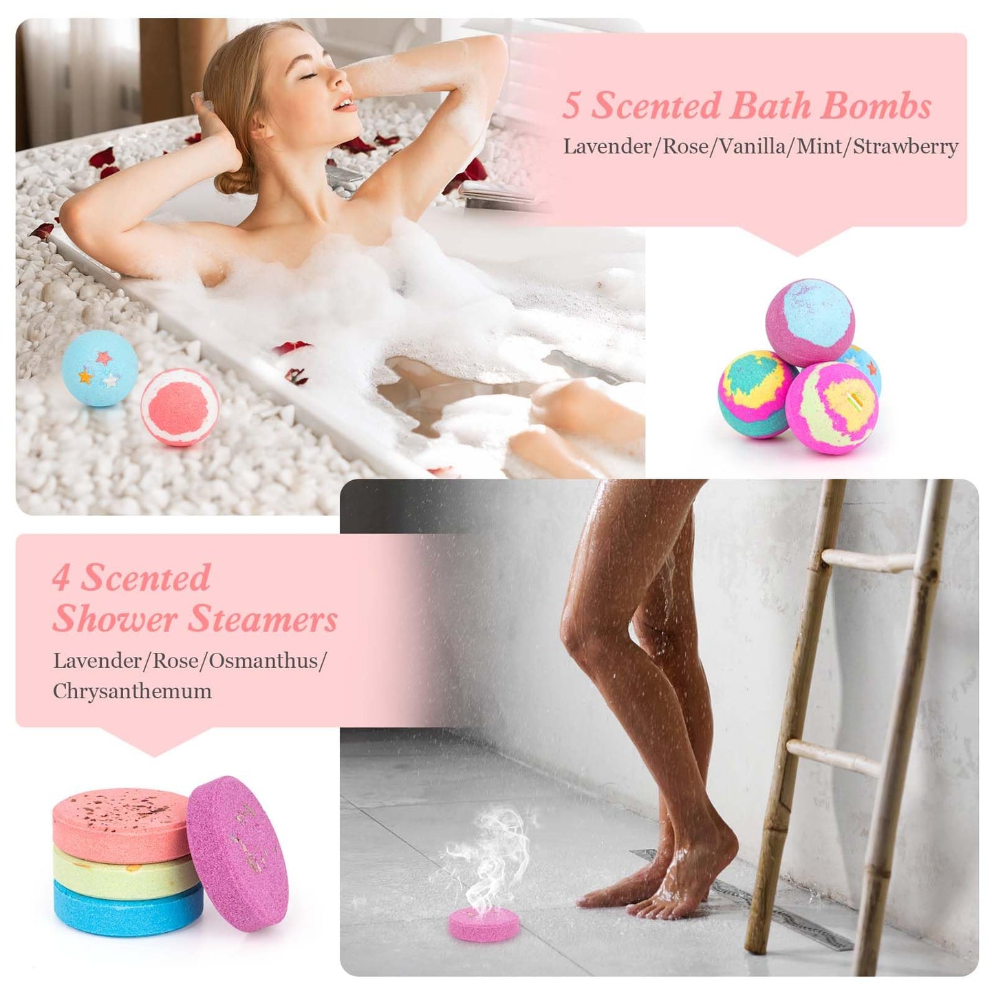 Bath Bombs for Women, Mothers Gifts Day for Mom, Relaxing Spa Baskets Gift Set, Self Care Gifts for Women, Birthday Bombs Gifts for Mom, Coworker, Teacher, Nurse