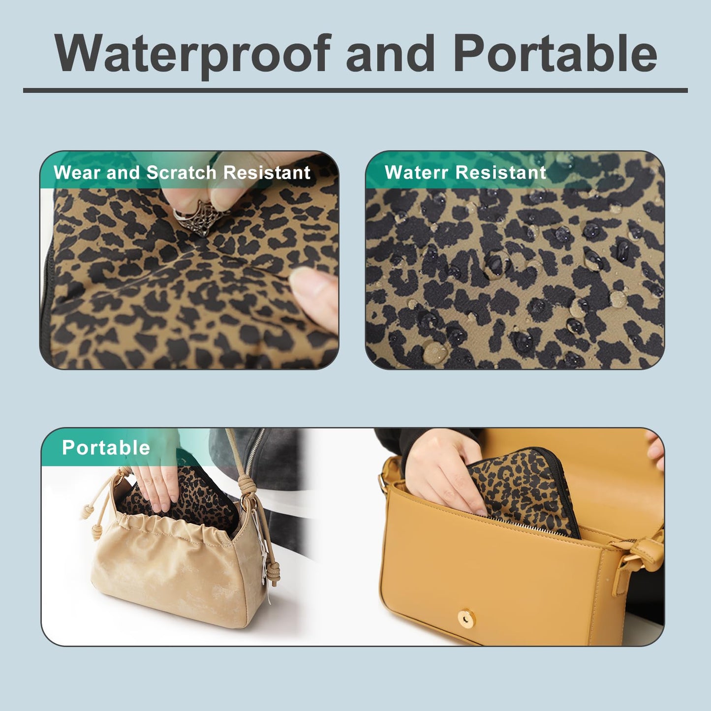 U+U Travel Jewelry Case for Women Portable Jewelry Travel Organizer for Journey-Rings, Necklaces, Earrings, Bracelets (Leopard)