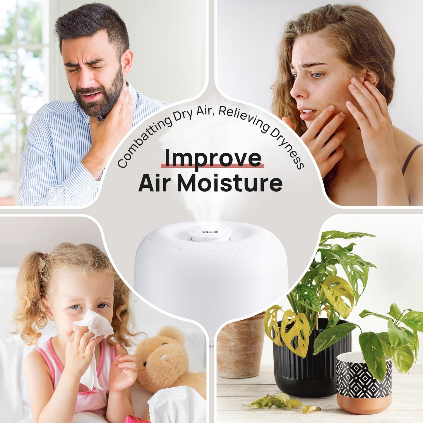 Clarston 2L Cool Mist Humidifier for Bedroom with 360° Adjustable Nozzle, High and Low Mist Levels, Ultra-Low Noise, Light-Off, No BPA, Auto Shut Off, Ideal Baby Humidifier with Easy Top Filling