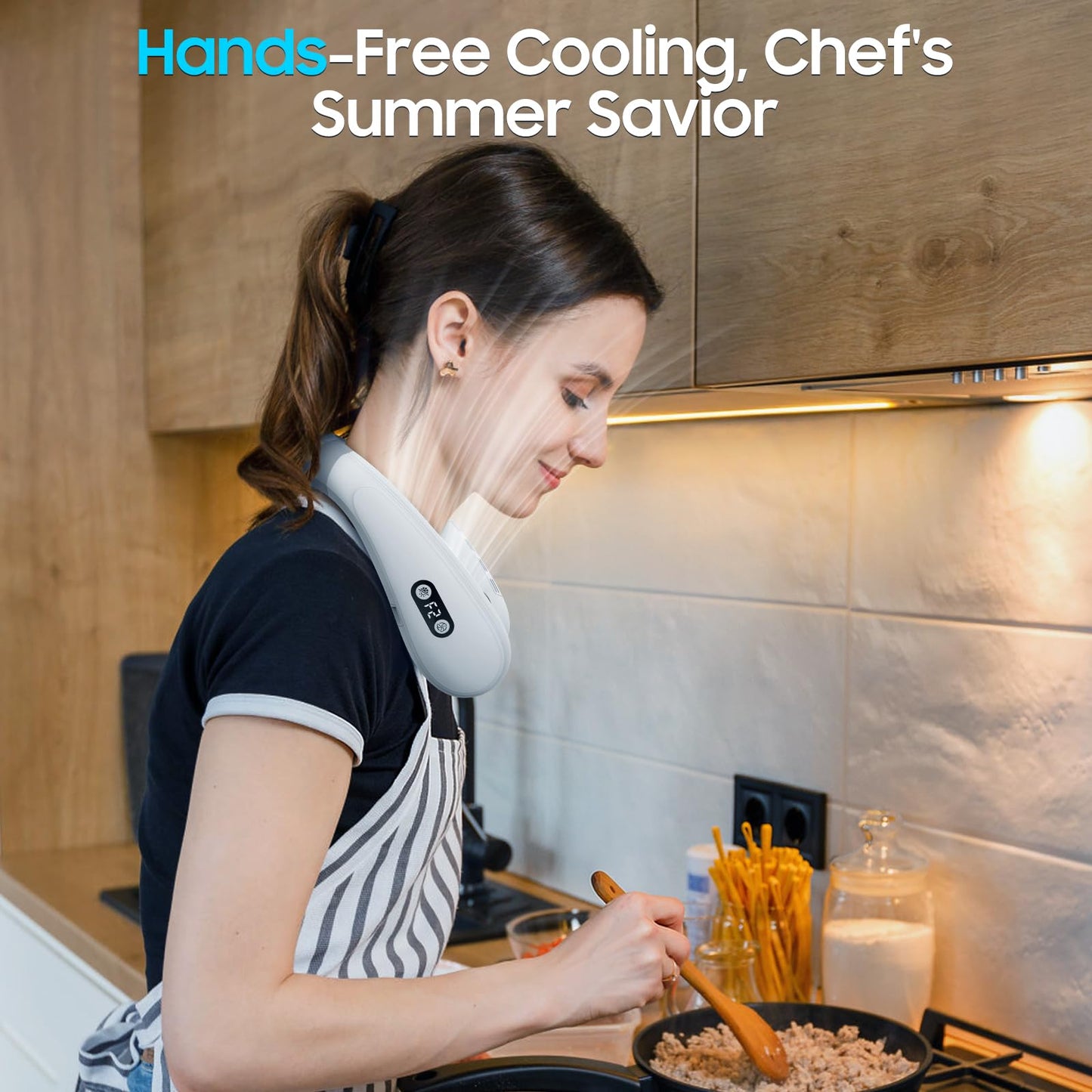 Neck Fan, Neck Air Conditioner Wearable Personal Fan with Cooling Plate, 5200mAh Large Battery, Ergonomic Design, White