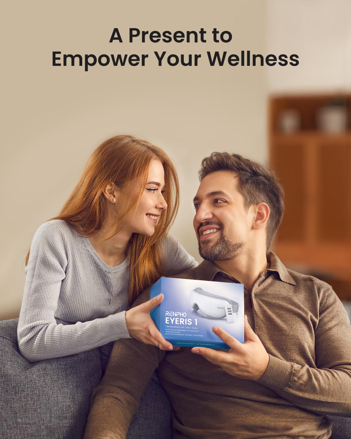 RENPHO Eyeris 1 Eye Massager with Remote, Heat, Compression, Birthday Gifts for Women Men Her Him, Sleep Mask, Headache Massager Scalp for Strain Relief, Migraine Relief, Reduce Stye Eye