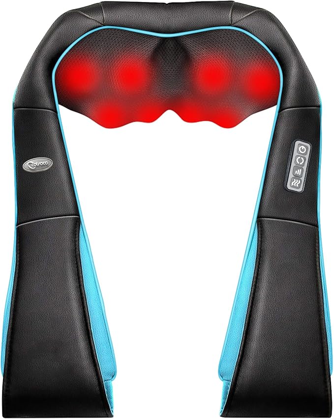 cotsoco Neck Massager, Shiatsu Neck and Back Massager with Heat for Pain Relief, Deep Tissue 3D Kneading Massage Pillow, Relaxation Gifts for Men and Women, Gifts for Dad, Elderly,Wife(Turquoise)
