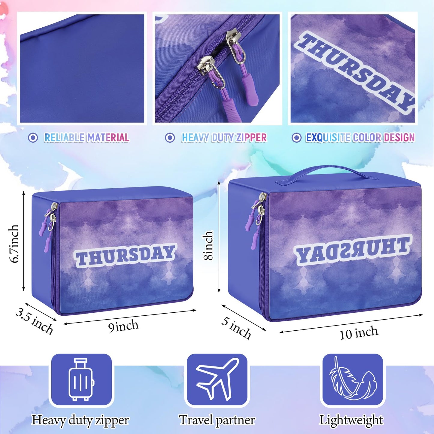 Paterr 14 Pcs Packing Cubes for Travel Kids Days of Week Compression Packing Cubes Colorful Luggage Organizers Suitcase Camp(9 x 7 x 3 Inch)