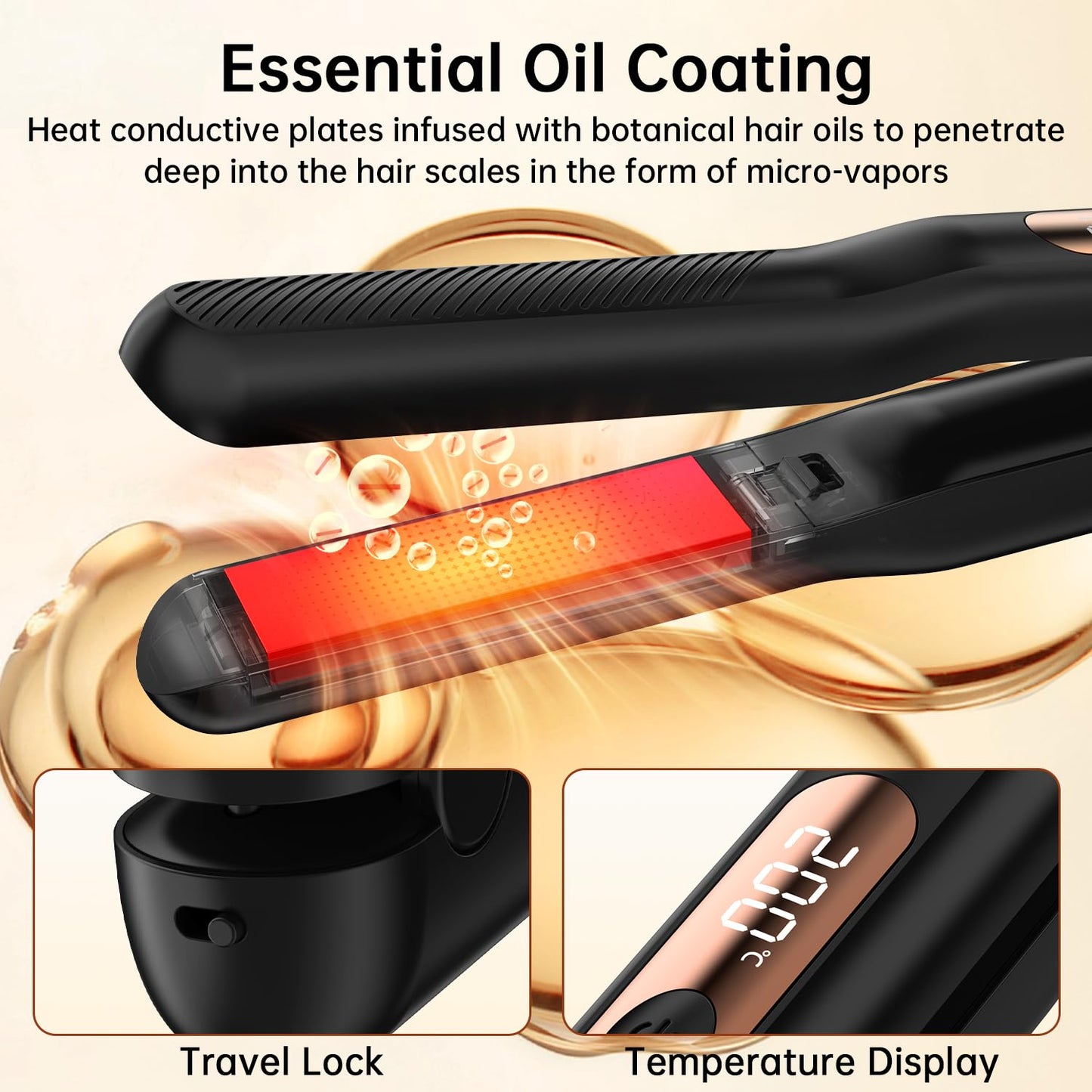 Hair Straightener 3 in 1,Cordless Rechargeable Flat Iron Detachable(with 3 Plates),Multi-Function Mini Hair Straightener Replaceable,5000mAh Travel Curling Iron,USB Rechargeable Hairdressing Tools
