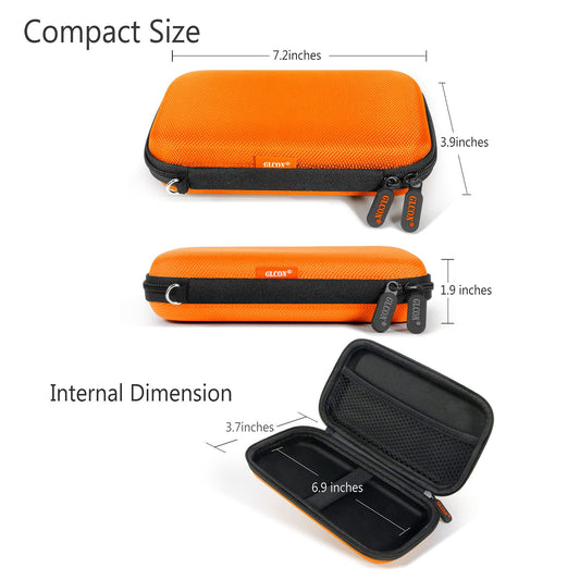 Orange Shockproof Hard EVA Carrying Case Travel Pouch for External Hard Drive, Power Bank, Cell Phone, Cable, Cord - Portable Small Electronic Accessories Organizer Storage Zipper Pouch