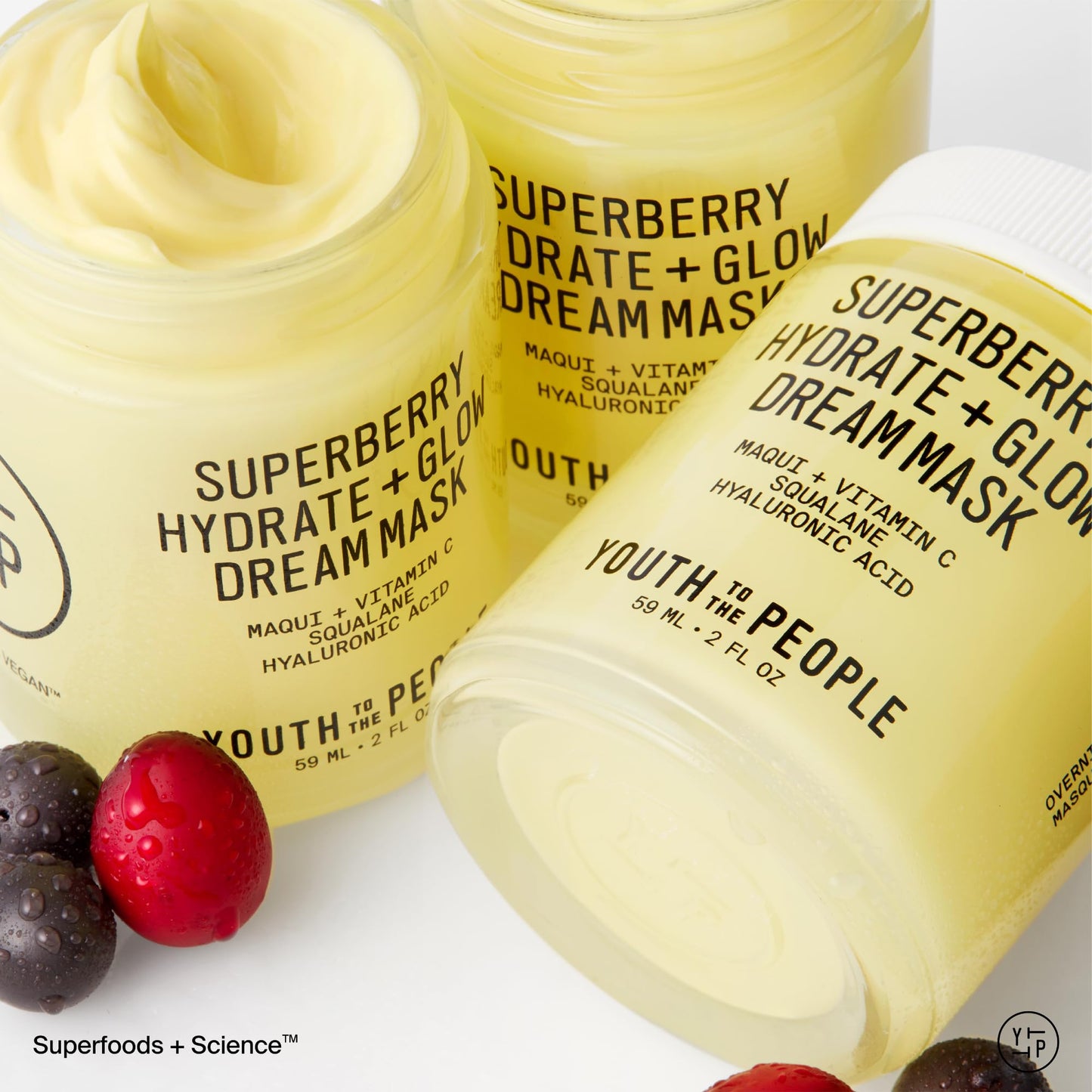 Youth To The People Superberry Dream Mask Full Size - Hyaluronic Acid + Vitamin C Face Moisturizer + Overnight Facial Mask, Hydrates + Plumps + Brightens Skin, Evens Skin Tone, For Dry Skin - 2 fl oz