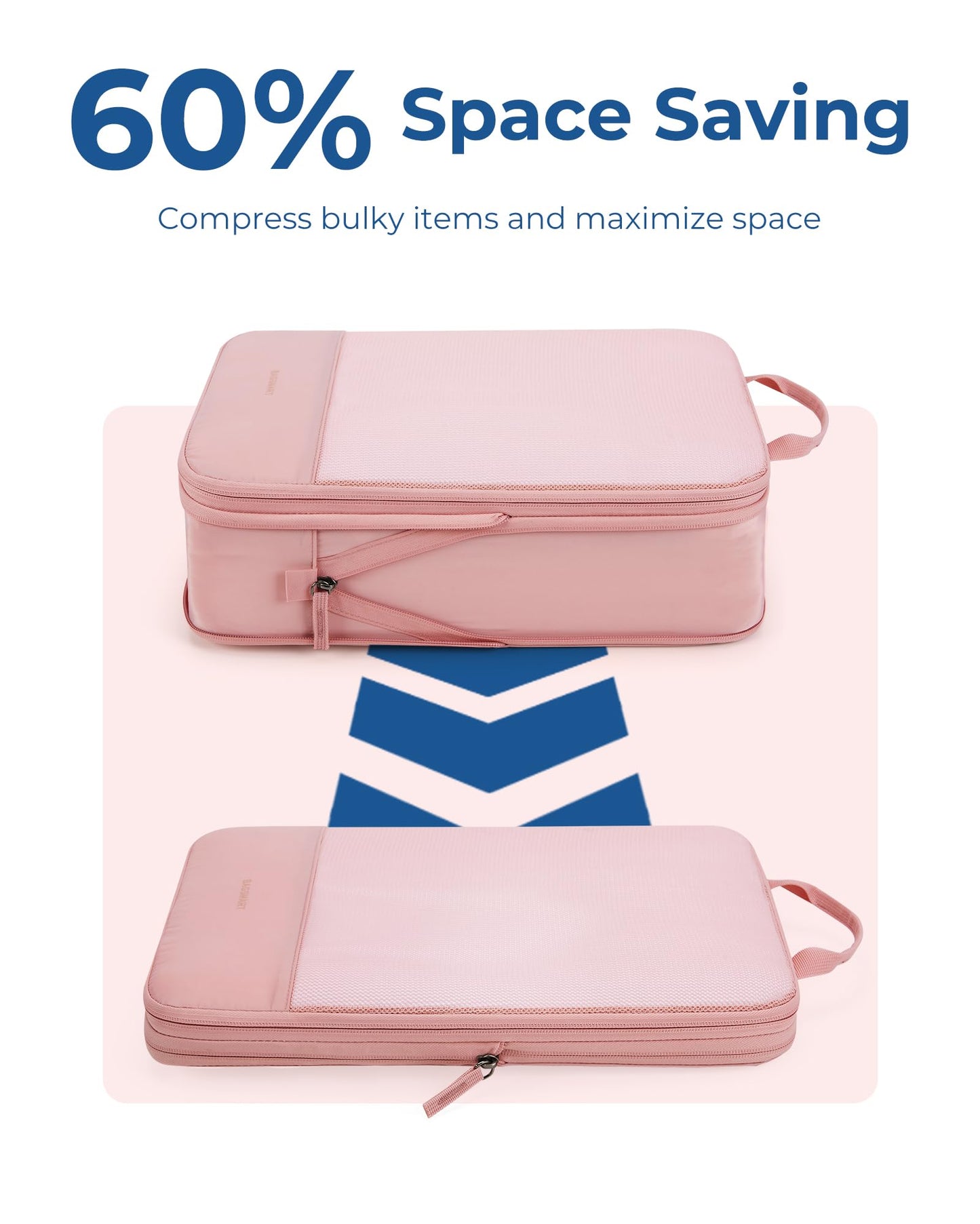 BAGSMART Hanging Compression Packing Cubes for Closet Organizers And Storage, 6 Set Suitcase Organizer Bags Set, Cruise Travel Essentials for Women, Beige