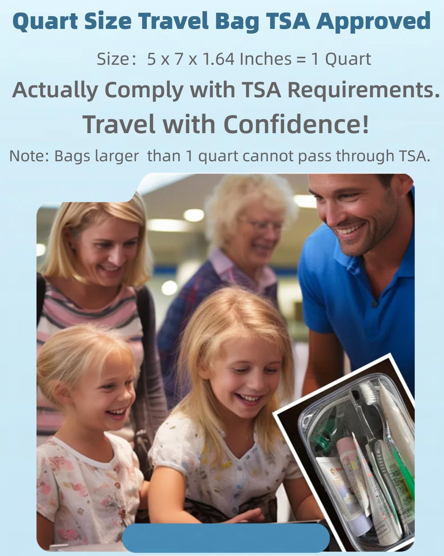 3 Packing Cubes Quart Size Travel Bag Tsa Approved Clear Toiletry Bag Small European International Must Haves Long Flight Airplane Essentials for Flying Toiletries Liquids Accessories Men Women