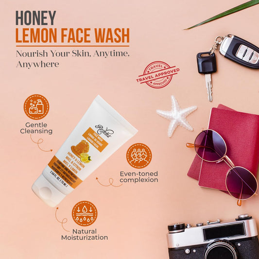 Reshma Beauty Travel Size Honey & Lemon Face Wash for All Skin Types Cleanser for Dull Skin, 2.54 fl oz, Pack of 1