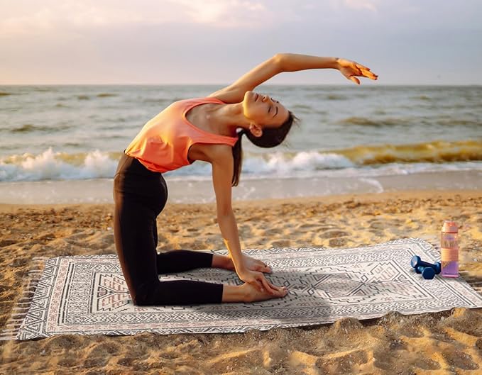 Cifupy Handmade Organic Yoga Mat made with Organic Cotton Yoga Mat - Non Slip Hand-Woven Foldable Yoga Rug Provides Excellent Comfort, Traction & Support for Indoor & Outdoor Use - 24 x 72 Inches