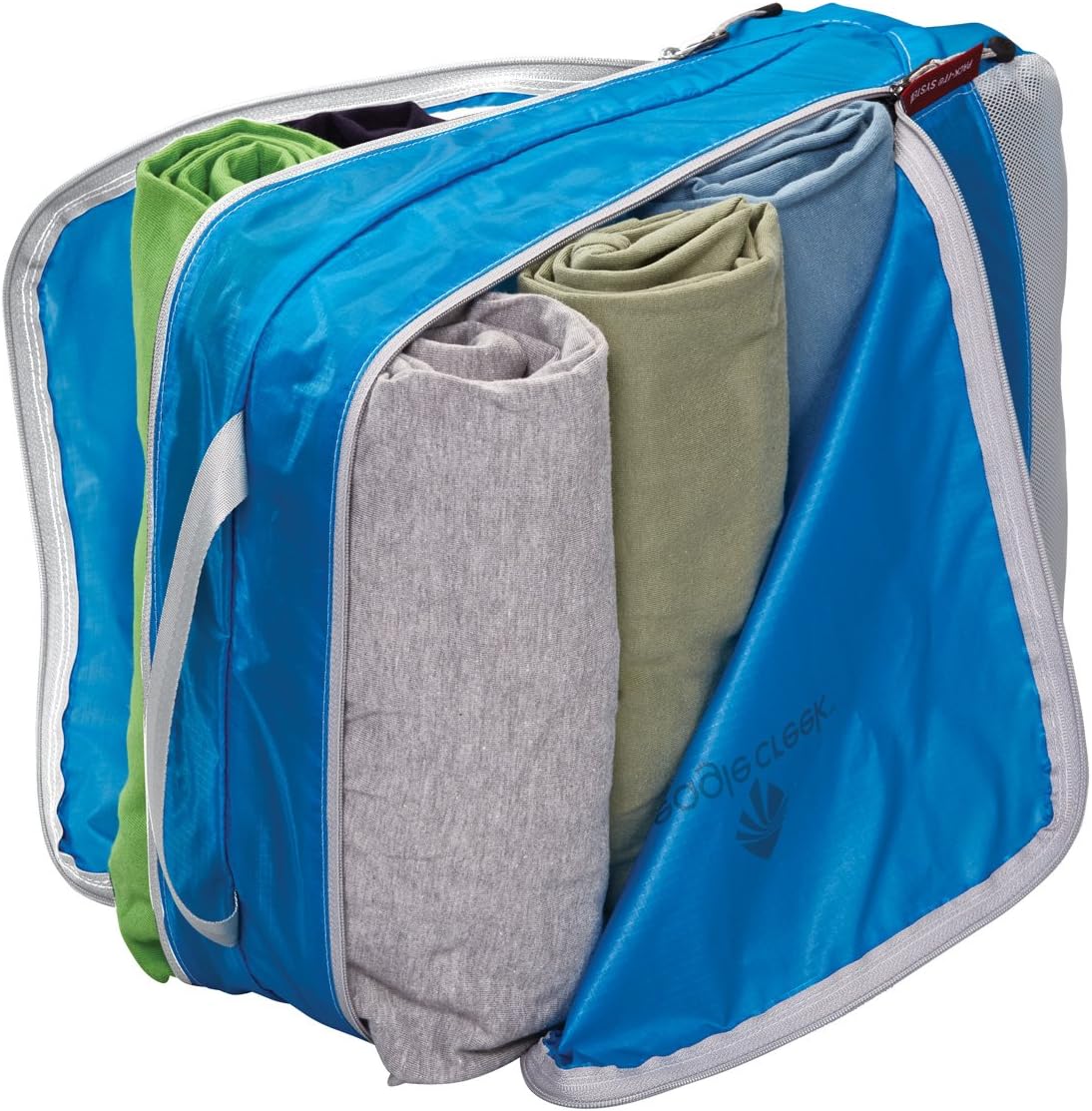 Eagle Creek Pack-It Clean/Dirty Packing Cubes for Travel - Durable Lightweight Dual Compartment Suitcase Organizer for Clean & Dirty Clothes, Brilliant Blue - Medium