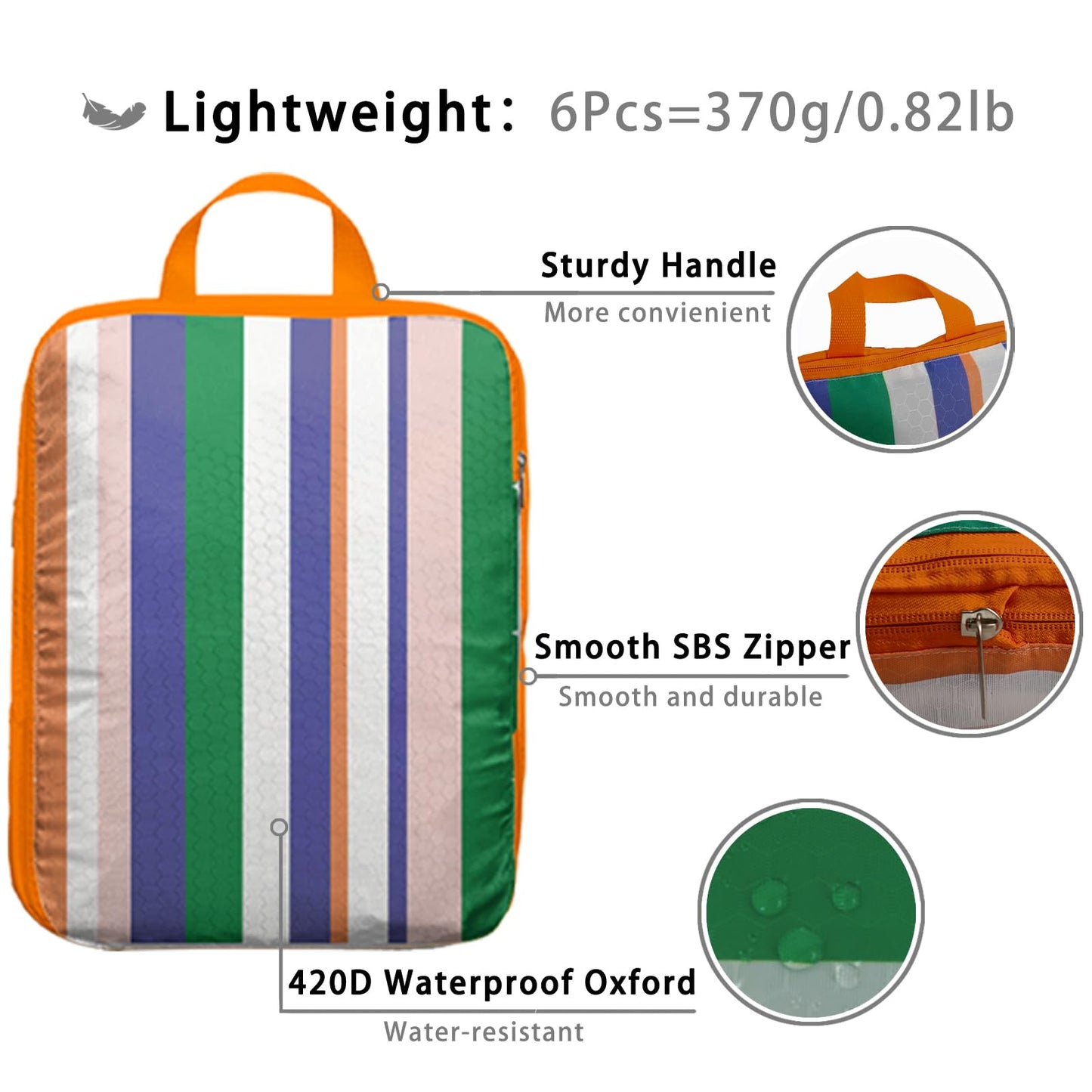 6 Pcs Compression Packing Cubes, Packing Cubes for Travel, Waterproof Luggage Organizer Bags Set, Cute Packaging Cubes for Women Kids Backpack Carry-Ons