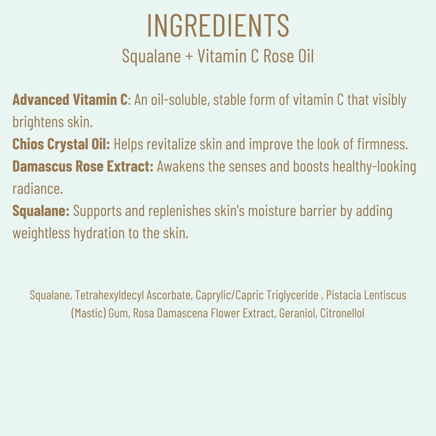 BIOSSANCE Squalane + Vitamin C Rose Advanced Facial Oil - Brightening, Firming, and Hydrating Serum for All Skin Types - Chios Crystal Oil, Damascus Rose Extract & Squalane for Radiance - 0.5oz