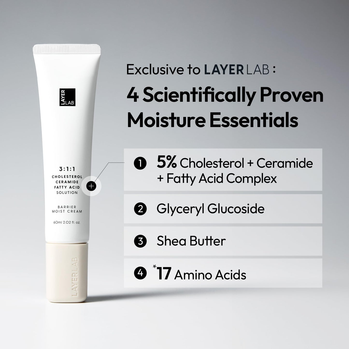 LAYERLAB Barrier Moist Cream - Up to 100H Hydration Face Moisturizer with Ceramide, Cholesterol, K-Beauty Skincare with Shea Butter for Deep Hydration & Moisture Barrier Support 2.02 fl oz