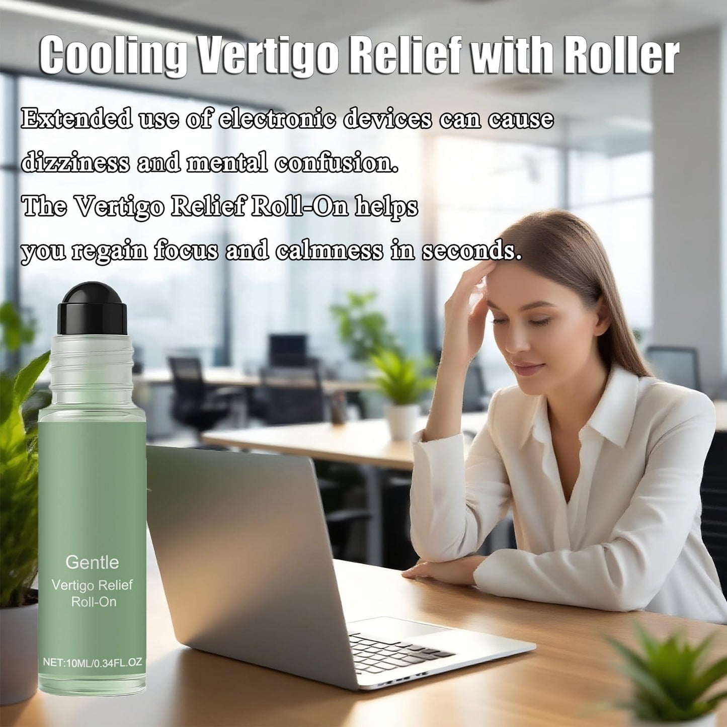 Vertigo Ease Roll On, Natural Ingredients for Vertigo Relief, Portable Roller for Travel & Daily Use (2 x 10ml)