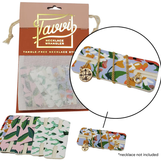 Tavvi Necklace Wrangler Tangle-Free Jewelry Organizer (6-pack) | Travel Organizer | Universal Jewelry Storage Case for Fine Chain Necklaces| Jewelry Roll Alternative (Wallpaper)