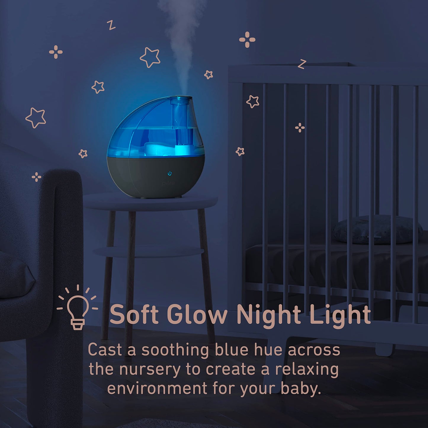 Pure Enrichment PureBaby Ultrasonic Cool Mist Humidifier & Soft Glow Night Light, Whisper-Quiet and Ideal for Baby Nurseries & Kids Bedrooms to Relieve Congestion, Colds, & Coughs (Whisper Green)