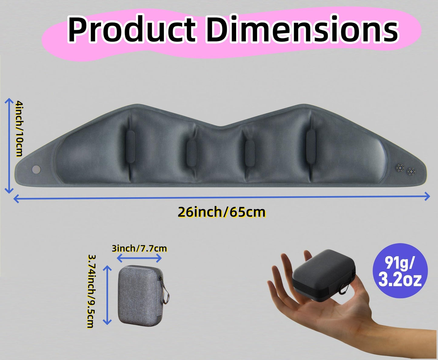 NQQNQQ J-10 Inflatable U-Shaped Travel Pillow, Compact Neck Support Cushion for Airplane, 3D Ergonomic Design, 5s Fast Inflation, Portable Neck Rest for Sleeping & Travel. (Gray)