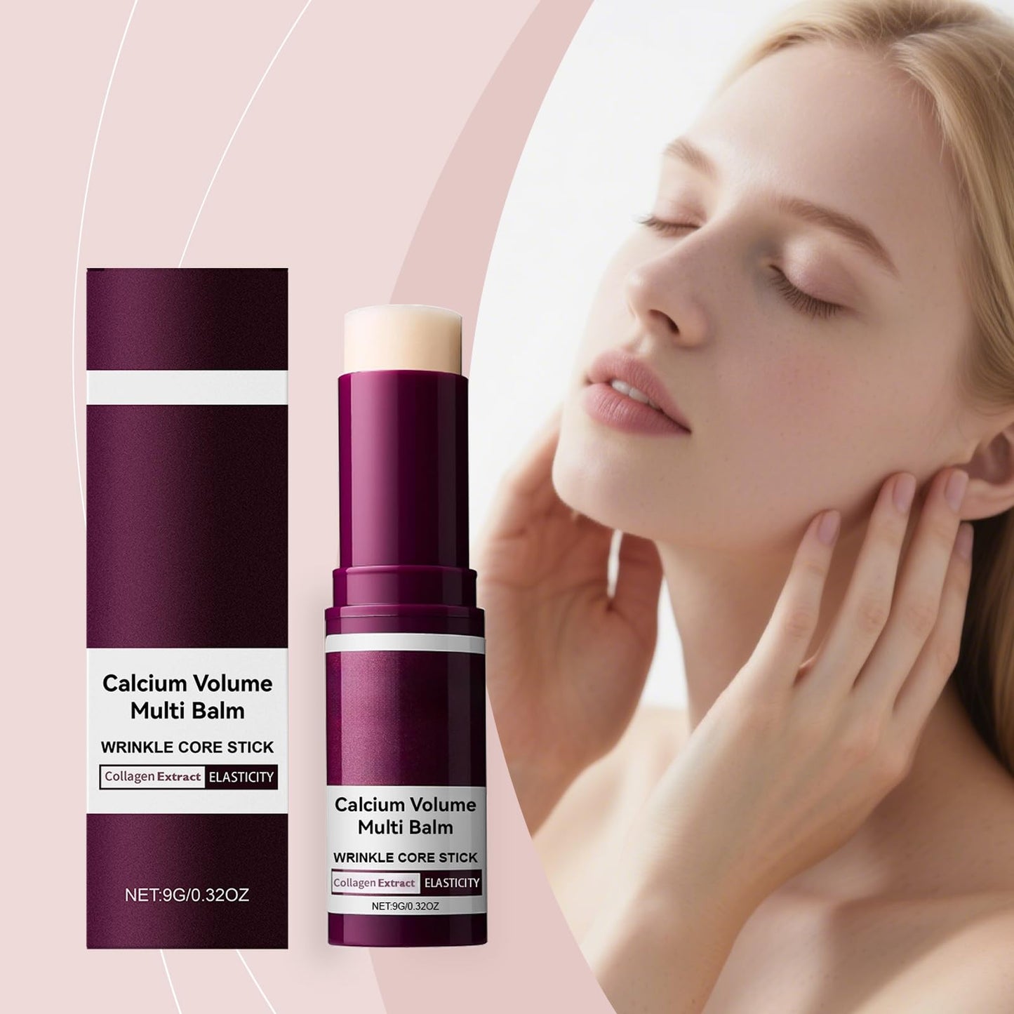 Calcium Volume Multi Balm | 9g Collagen Moisturizing Stick for Face, Eyes, Neck | Hydrating & Firming Skin | Vitamin D & Elastin Enriched | For All Skin Type (2PC)