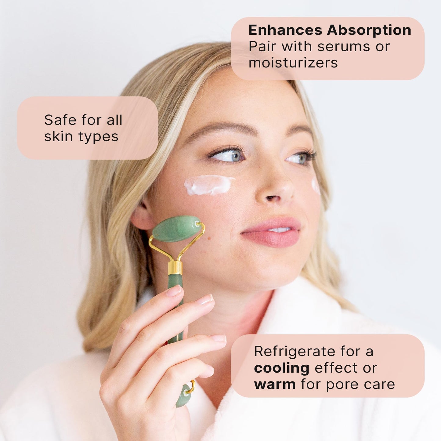 Beauty by Earth Jade Roller for Face - Smoothes Fine Lines & Wrinkles, Face Massager Skin Care Tools with Small Eye Roller for Puffy Eyes, De-Puffing & Firming Facial Tool, Self Care Gifts for Women