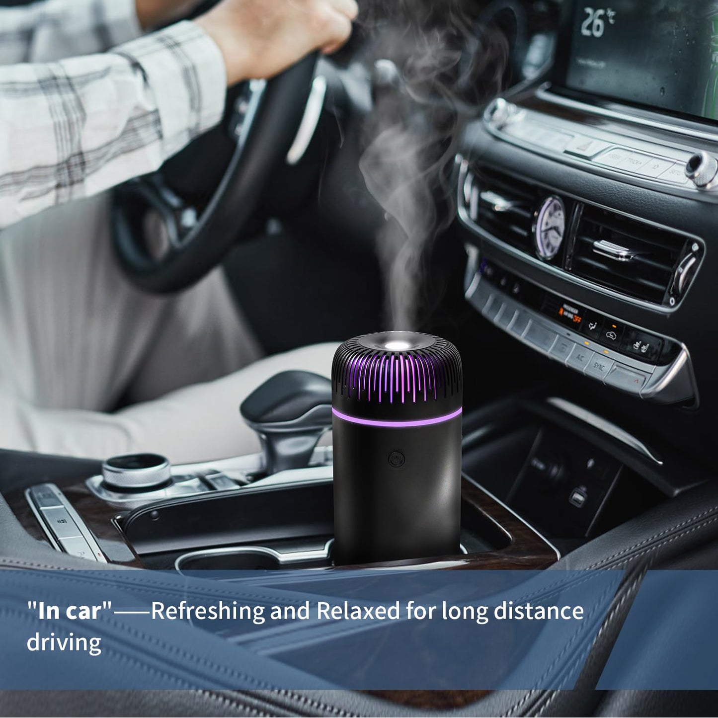 Generic Car Humidifier Aromatherapy Essential Oil Diffuser USB Mist Mini Portable for Car Home Office Bedroom, 100ML, Black