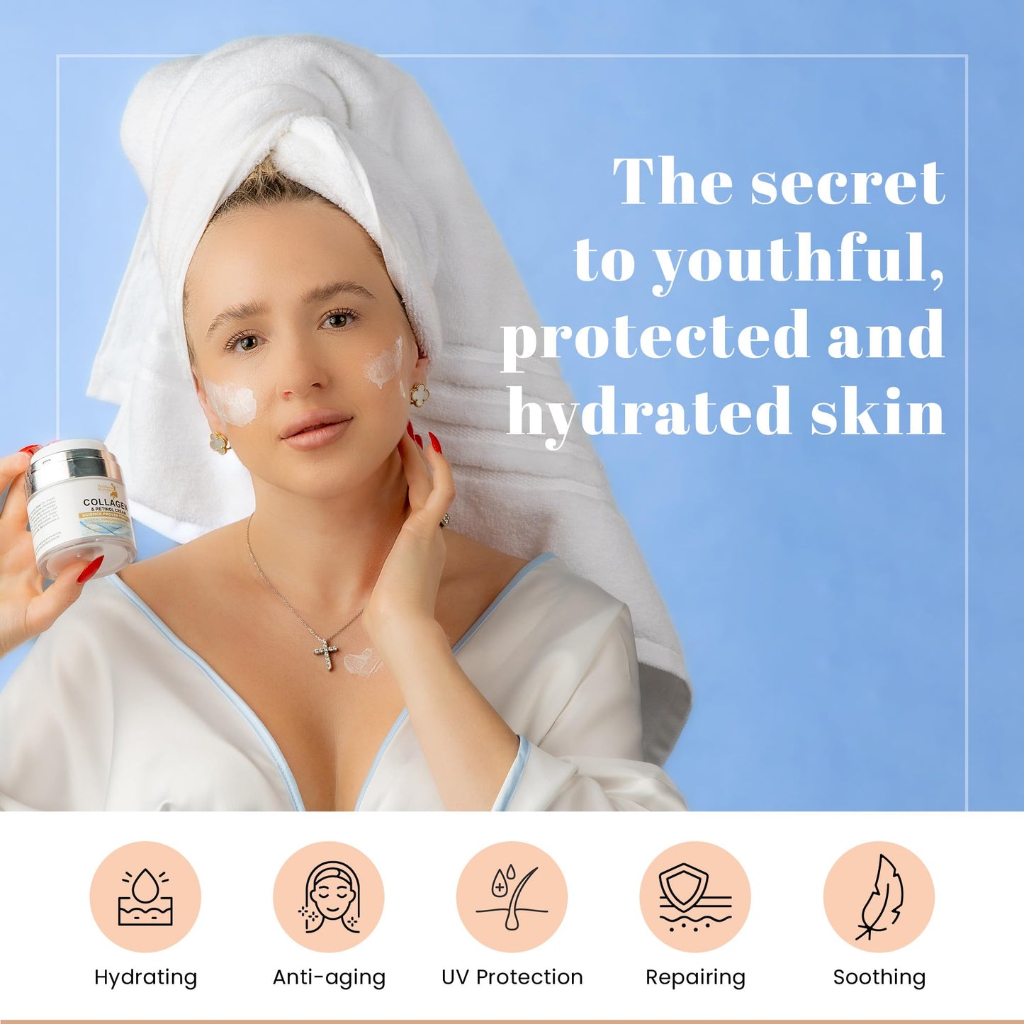 Daily Face Moisturizer with SPF 50 - Retinol, Hyaluronic Acid & Collagen with Age-Defying, Lift & Firm Cream and Sun Protection - Day & Night Repair Moisturizing Anti-Aging Sunscreen Lotion | 1.7oz