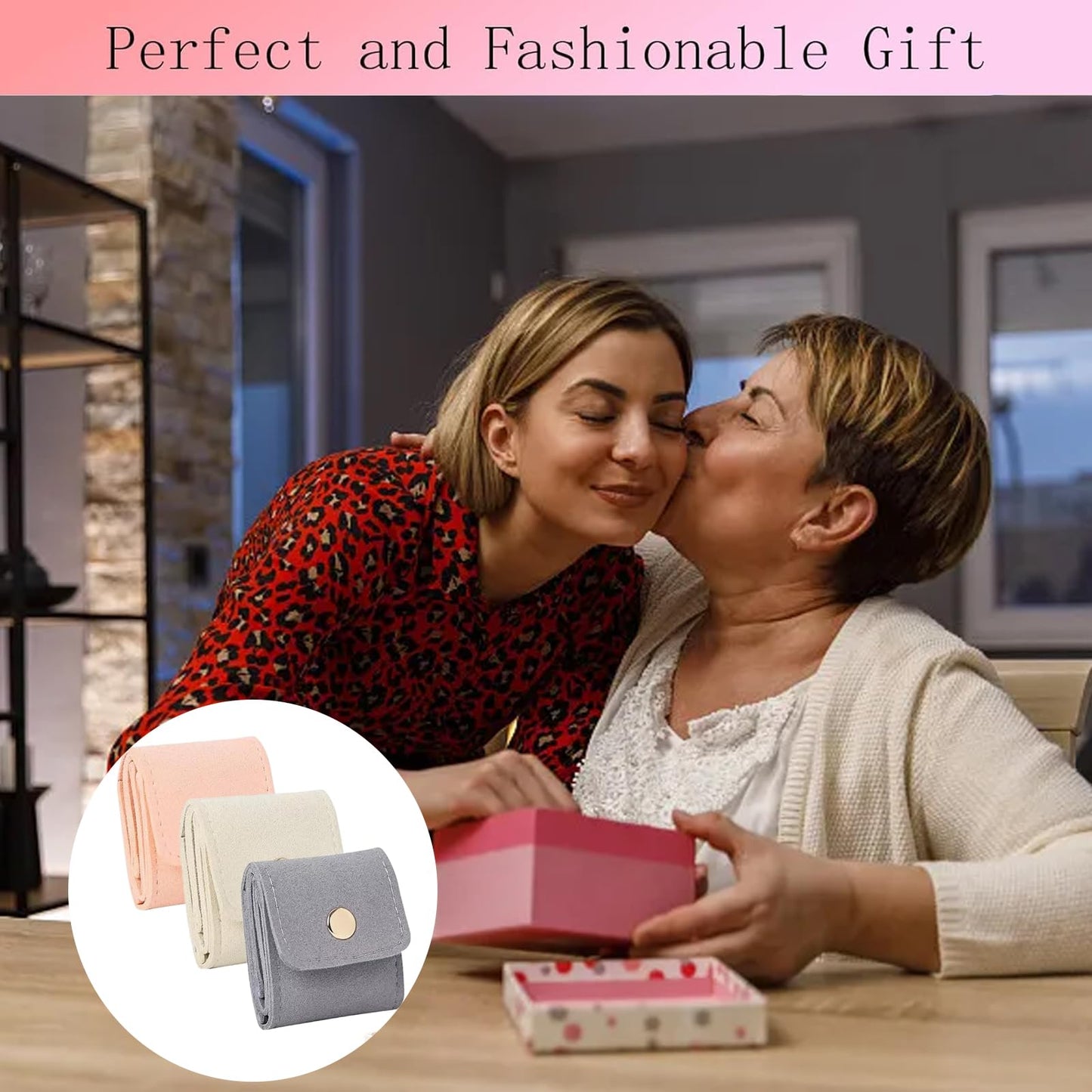 Samelek 3pcs Mini Travel Jewelry Organizer - Foldable Jewelry Roll Case with Buckle, Portable Jewelry Box for Earrings, Rings, Necklaces