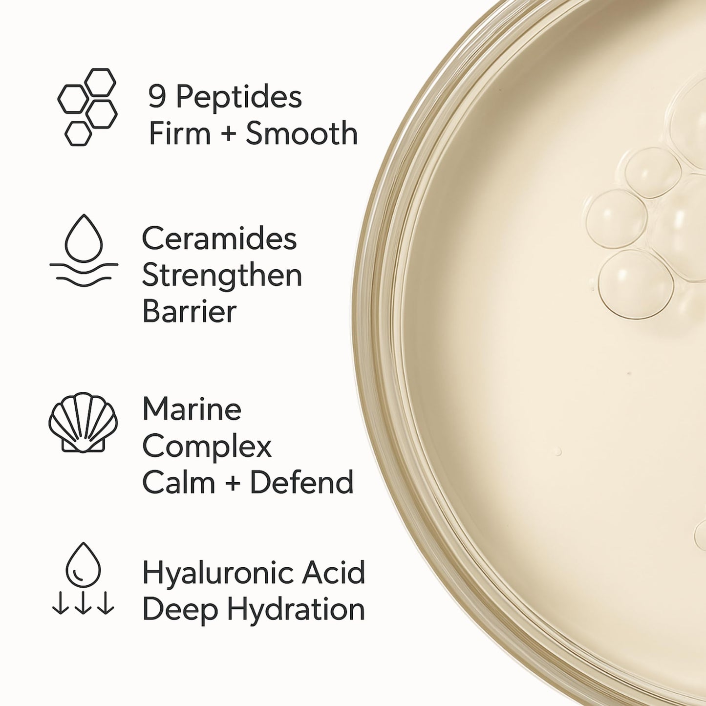 BYRANA Jeju Island Peptide Barrier Face Serum – Korean Vegan Skincare with 9 Peptides, Ceramides, Hyaluronic Acid, Niacinamide & Marine Complex – Hydrating, Firming & Barrier Support – 1.7 oz