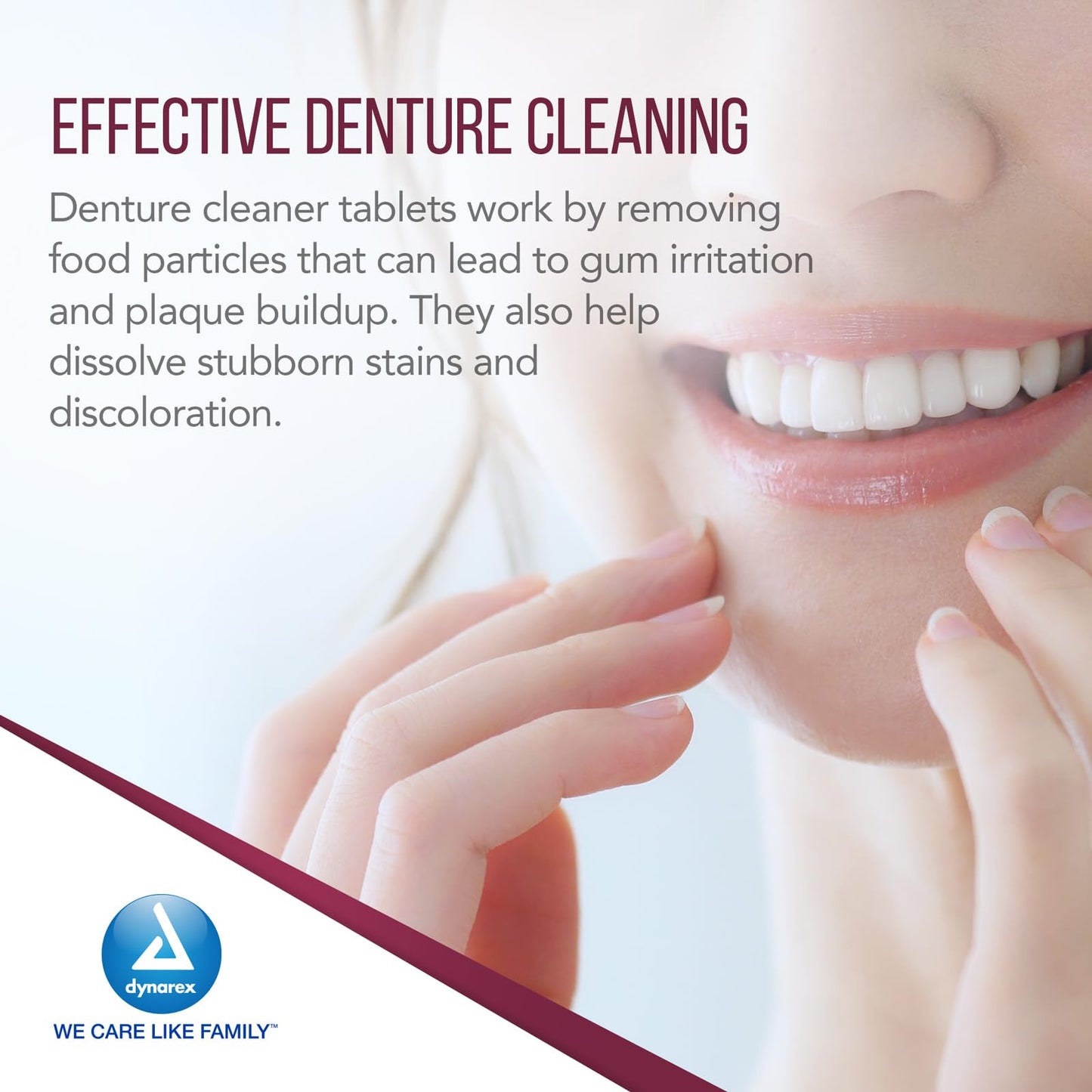 Dynarex Denture Cleanser Tablets - Reduce Odors & Stains - Individually Wrapped, Peppermint Denture Cleaning Tablets - Box of 40 Tablets