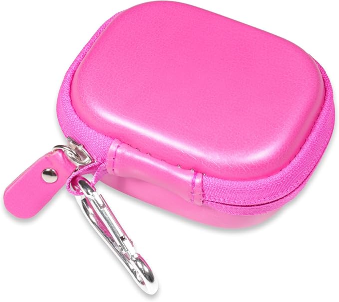 CaseSack Case for JLab Go Pop+,Go Air Pop, Air, Air Tones+/ Tones, JBuds Mini True Wireless Earbuds, Compact Organizer for The Charger case and Charger Cord (Pink)
