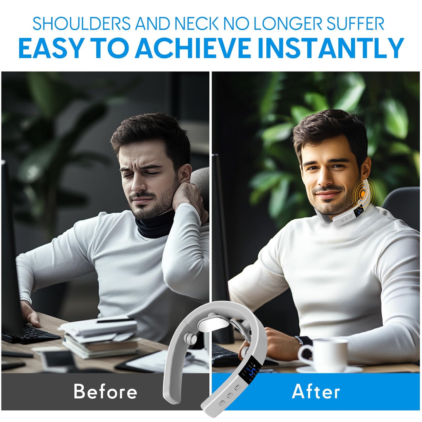 asomooh Neck Massager for Pain Relief Deep Tissue,Electric Portable Neck Massager with Heat for Women Men