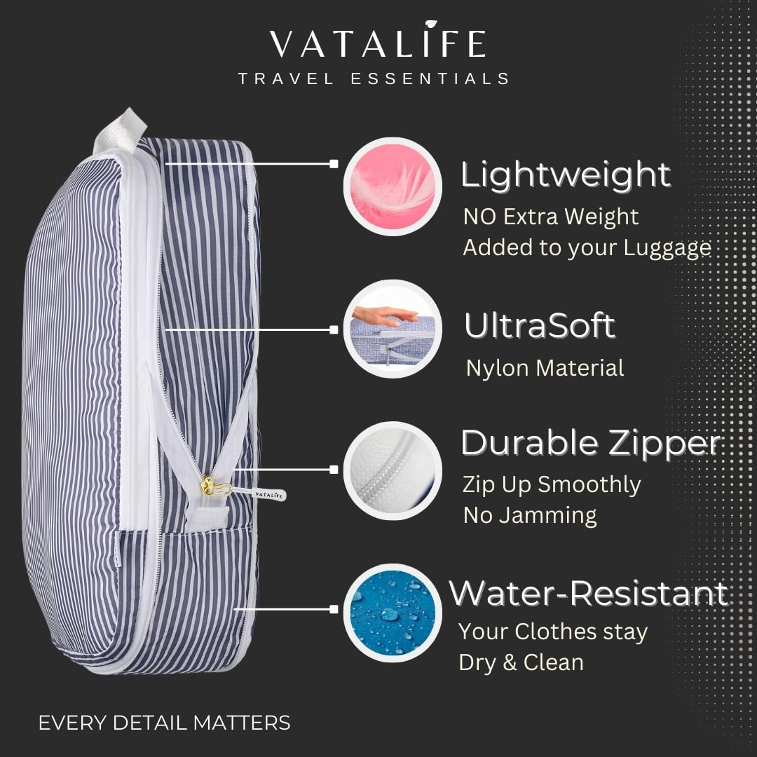 Extra Large Compression Packing Cubes for Checked Luggage, Lightweight Suitcase Organizers & Space Saver Bags - Travel Cubes for Packing - Travel Essentials - 2 Piece Set, X-Large - Grey Stripe