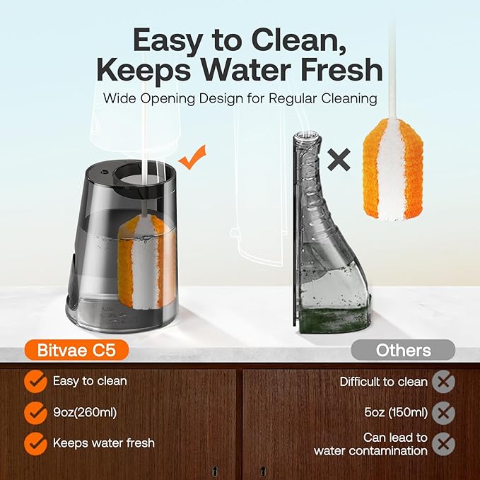 Bitvae Water Dental Flosser for Teeth, Rechargeable Water Teeth Cleaner Picks, 3 Modes 5 Intensities, IPX7 Waterproof, Oral Irrigator USB Cordless Water Dental Picks for Cleaning - Frost White