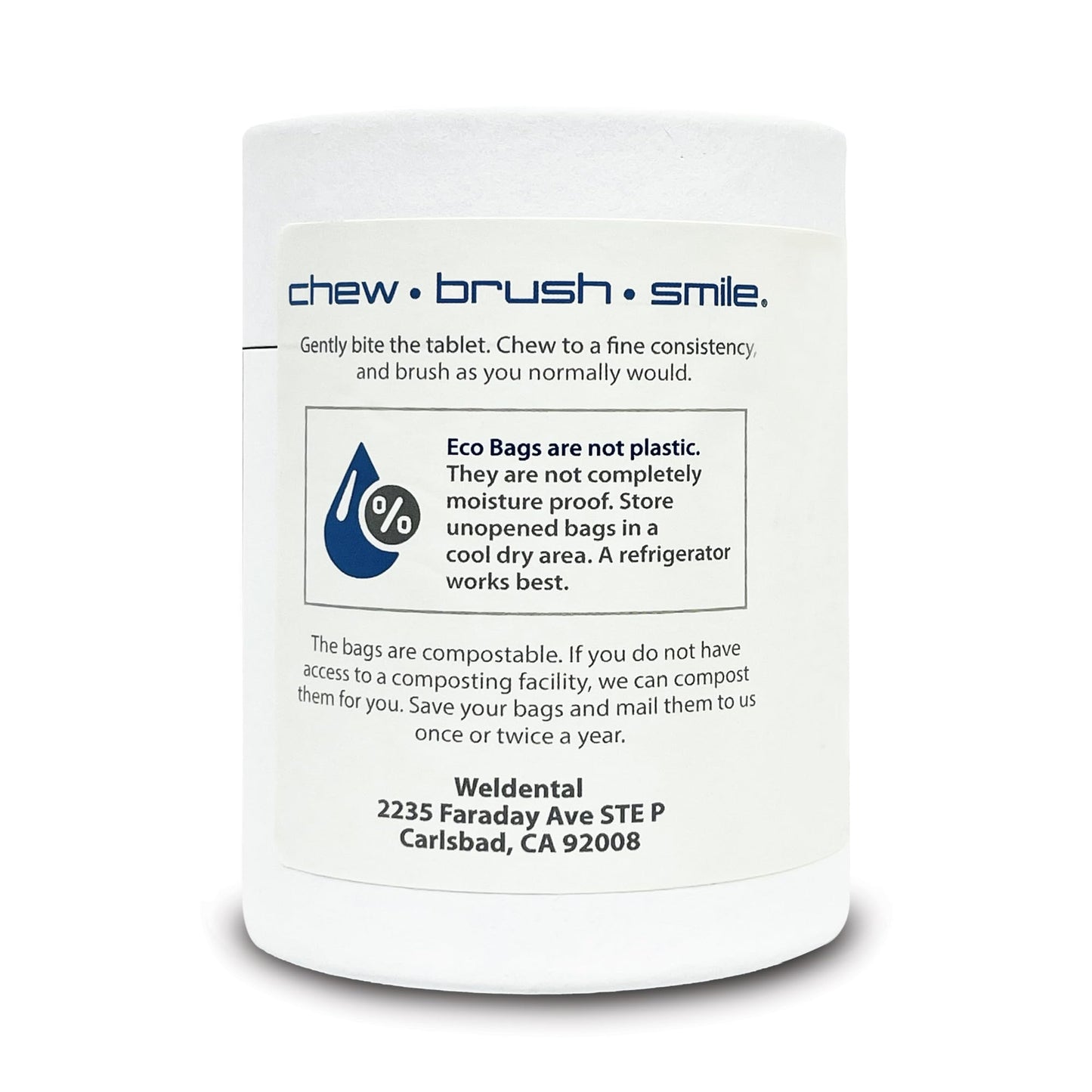 Weldental Chewtab Advanced Whitening Toothpaste Tablets with Nano-Hydroxyapatite 180 Count Refill (Peppermint)